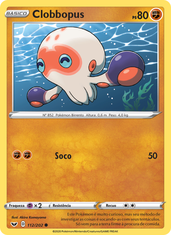 Clobbopus 112 — Espada e Escudo (Portuguese Pokémon TCG card)