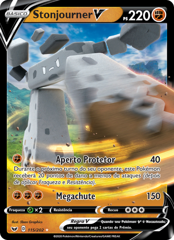 Stonjourner V 115 — Espada e Escudo (Portuguese Pokémon TCG card)