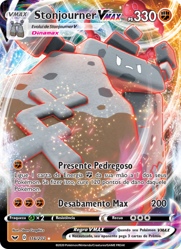 Stonjourner VMAX 116 — Espada e Escudo (Portuguese Pokémon TCG card)