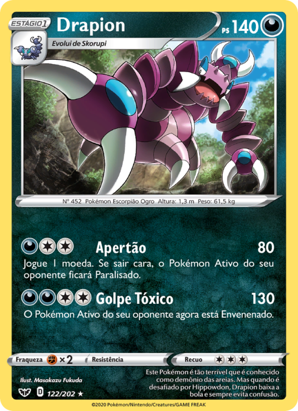 Drapion 122 — Espada e Escudo (Portuguese Pokémon TCG card)