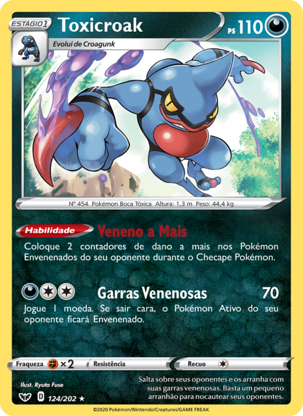 Toxicroak 124 — Espada e Escudo (Portuguese Pokémon TCG card)