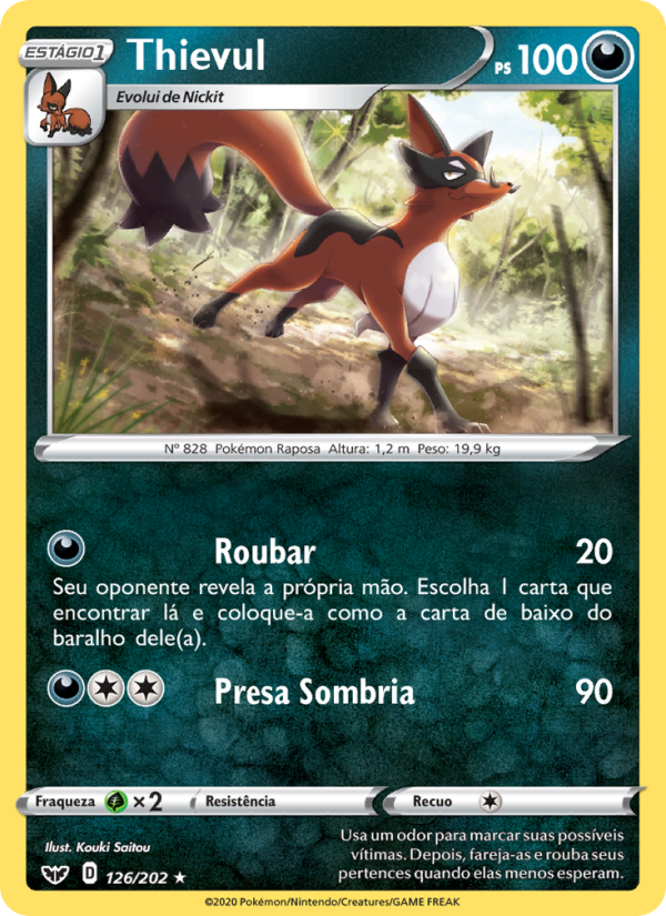Thievul 126 — Espada e Escudo (Portuguese Pokémon TCG card)