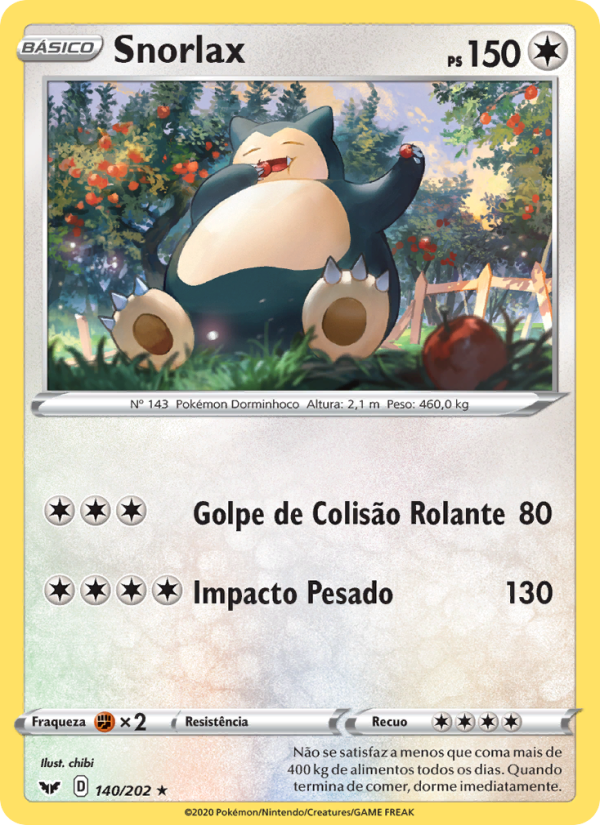 Snorlax 140 — Espada e Escudo (Portuguese Pokémon TCG card)