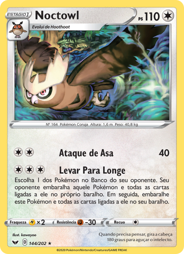 Noctowl 144 — Sword & Shield (Portuguese Pokémon TCG card)