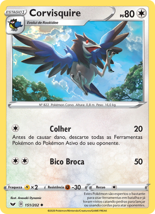Corvisquire 151 — Espada e Escudo (Portuguese Pokémon TCG card)