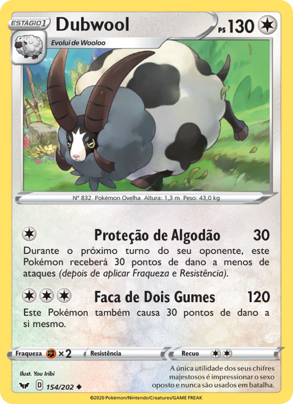 Dubwool 154 — Espada e Escudo (Portuguese Pokémon TCG card)