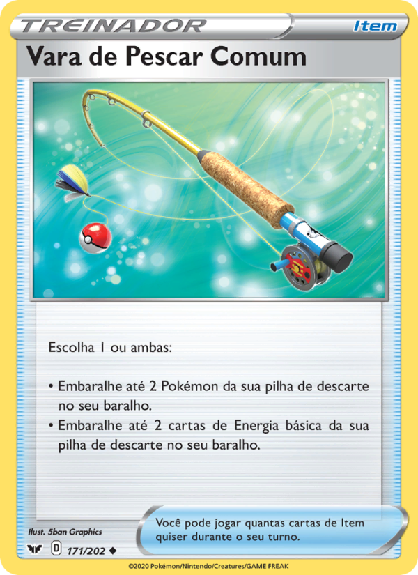 Vara de Pescar Comum 171 — Espada e Escudo (Portuguese Pokémon TCG card)
