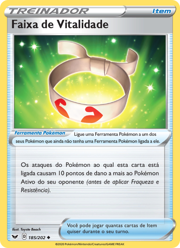 Faixa de Vitalidade 185 — Espada e Escudo (Portuguese Pokémon TCG card)
