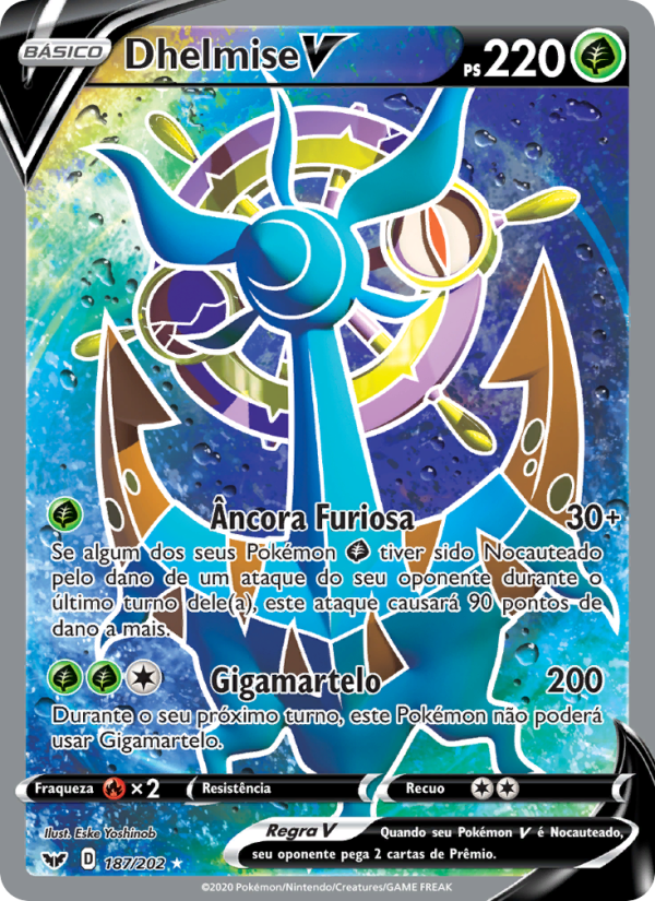 Dhelmise V 187 — Espada e Escudo (Portuguese Pokémon TCG card)