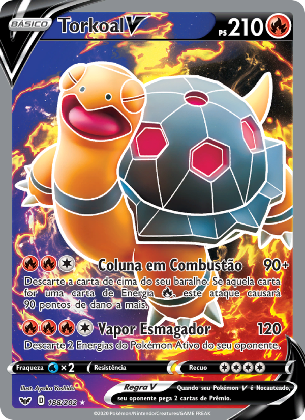Torkoal V 188 — Espada e Escudo (Portuguese Pokémon TCG card)
