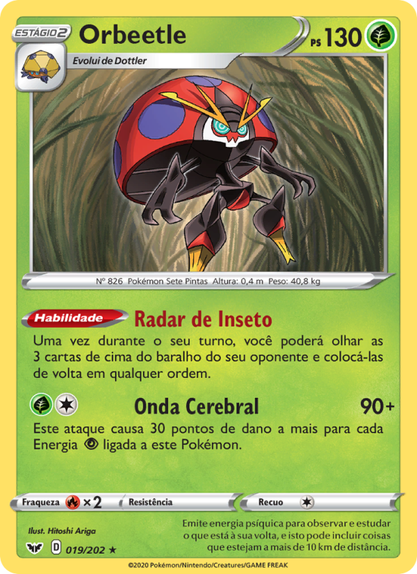 Orbeetle 19 — Espada e Escudo (Portuguese Pokémon TCG card)