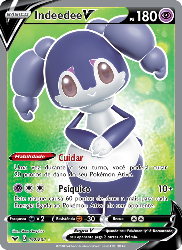 Indeedee V 192 — Espada e Escudo (Portuguese Pokémon TCG card)