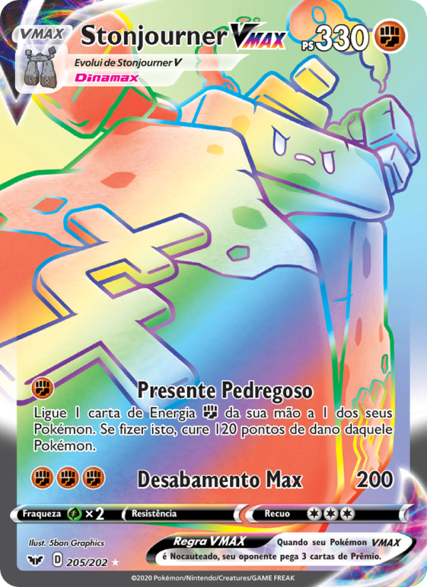 Stonjourner VMAX 205 — Espada e Escudo (Portuguese Pokémon TCG card)
