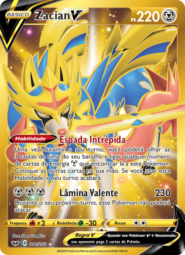 Zacian V 211 — Espada e Escudo (Portuguese Pokémon TCG card)