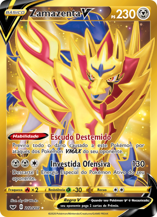 Zamazenta V 212 — Espada e Escudo (Portuguese Pokémon TCG card)
