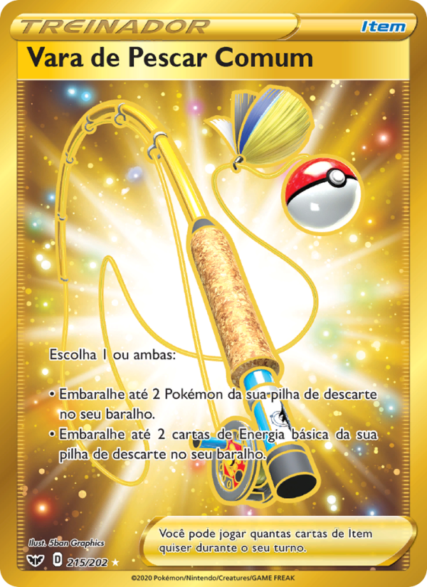 Vara de Pescar Comum 215 — Sword & Shield (Portuguese Pokémon TCG card)