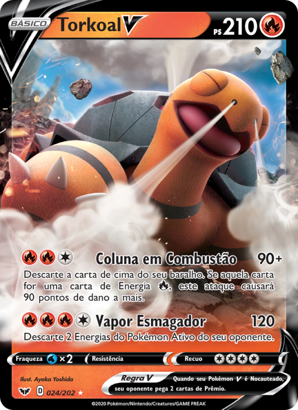 Torkoal V 24 — Espada e Escudo (Portuguese Pokémon TCG card)