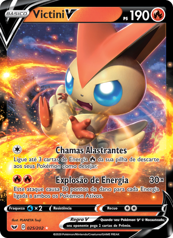 Victini V 25 — Espada e Escudo (Portuguese Pokémon TCG card)