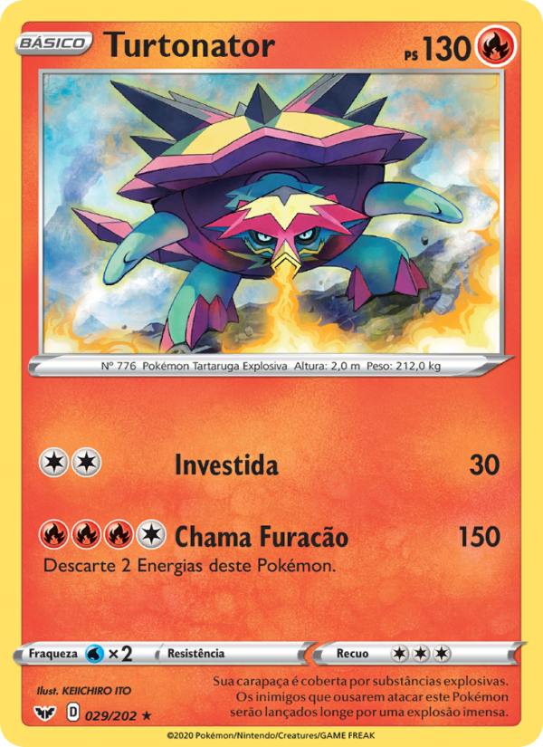 Turtonator 29 — Espada e Escudo (Portuguese Pokémon TCG card)
