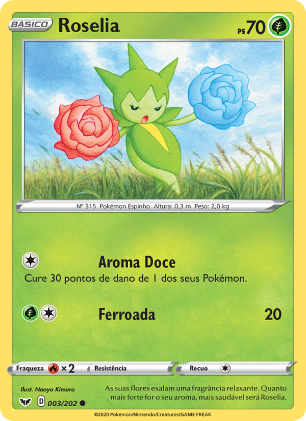 Roselia 3 — Espada e Escudo (Portuguese Pokémon TCG card)