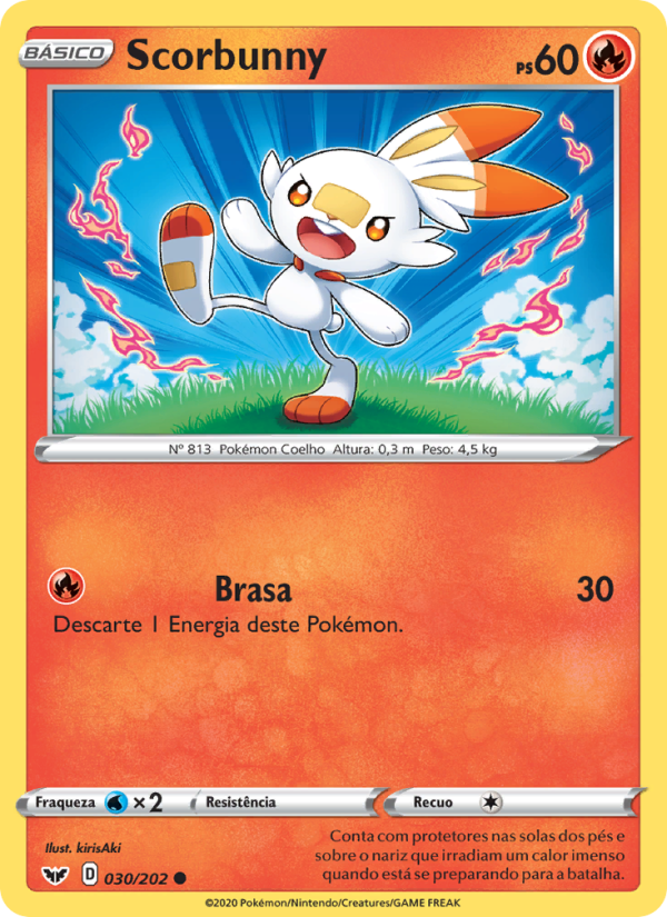 Scorbunny 30 — Sword & Shield (Portuguese Pokémon TCG card)