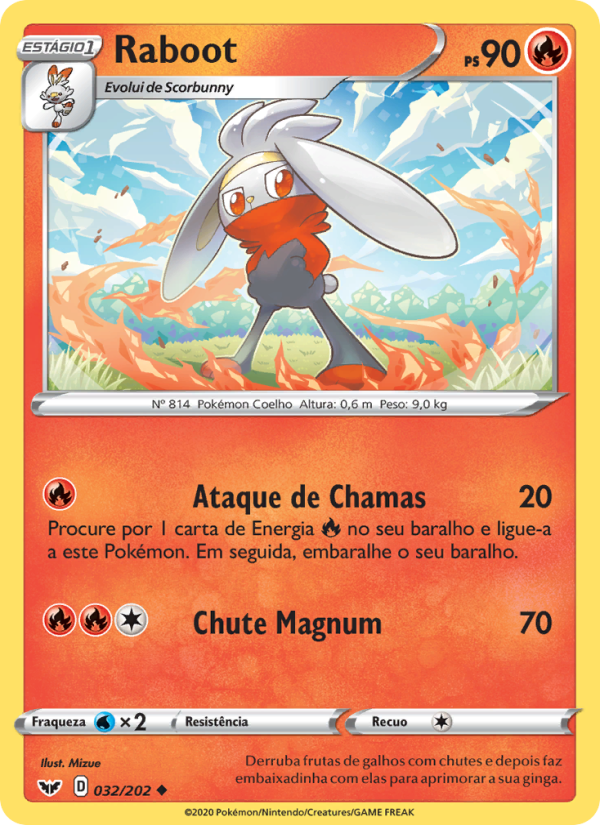 Raboot 32 — Sword & Shield (Portuguese Pokémon TCG card)