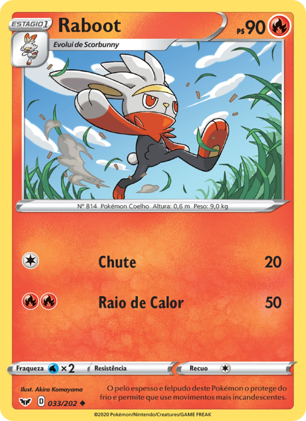 Raboot 33 — Espada e Escudo (Portuguese Pokémon TCG card)