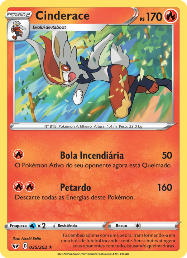 Cinderace 35 — Espada e Escudo (Portuguese Pokémon TCG card)