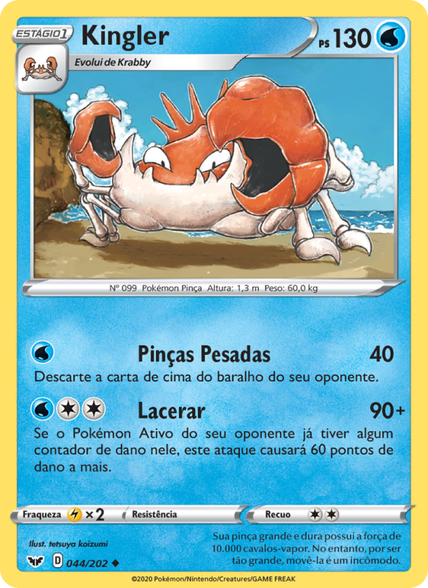 Kingler 44 — Espada e Escudo (Portuguese Pokémon TCG card)