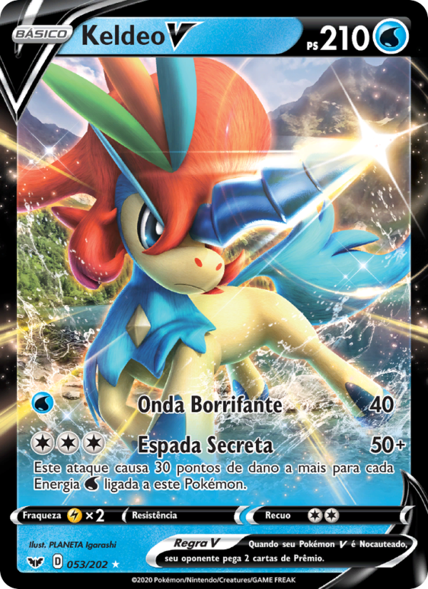 Keldeo V 53 — Espada e Escudo (Portuguese Pokémon TCG card)