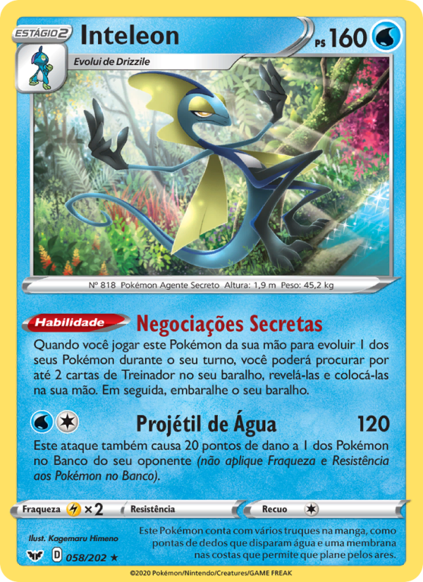 Inteleon 58 — Sword & Shield (Portuguese Pokémon TCG card)