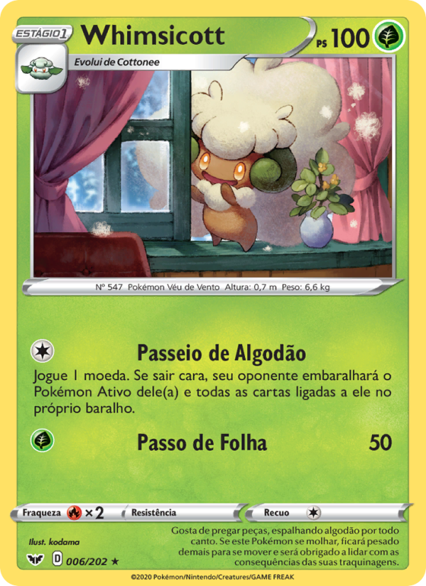 Whimsicott 6 — Espada e Escudo (Portuguese Pokémon TCG card)