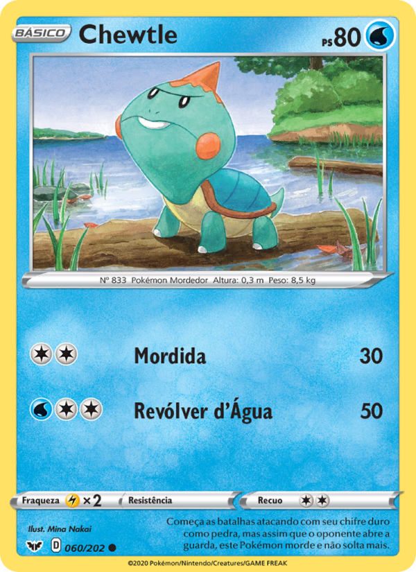 Chewtle 60 — Sword & Shield (Portuguese Pokémon TCG card)