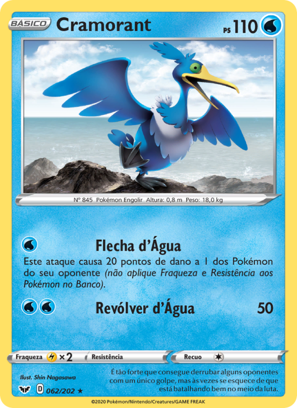 Cramorant 62 — Sword & Shield (Portuguese Pokémon TCG card)
