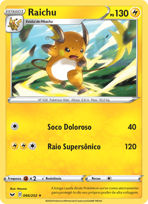 Raichu 66 — Espada e Escudo (Portuguese Pokémon TCG card)