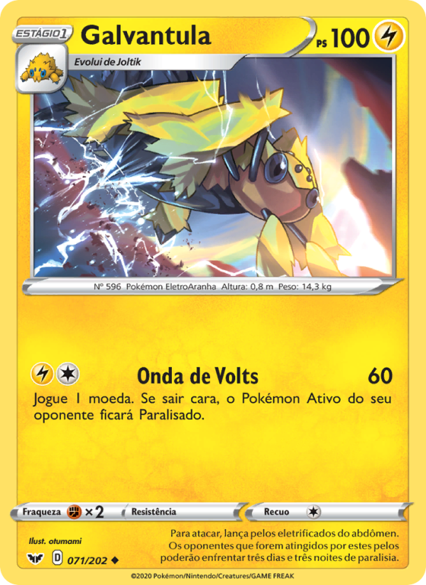 Galvantula 71 — Espada e Escudo (Portuguese Pokémon TCG card)