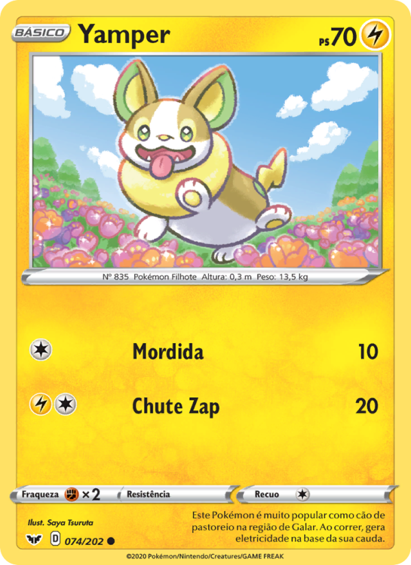 Yamper 74 — Espada e Escudo (Portuguese Pokémon TCG card)