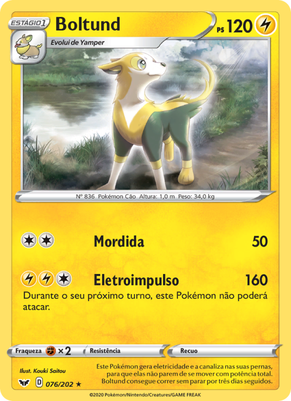 Boltund 76 — Espada e Escudo (Portuguese Pokémon TCG card)