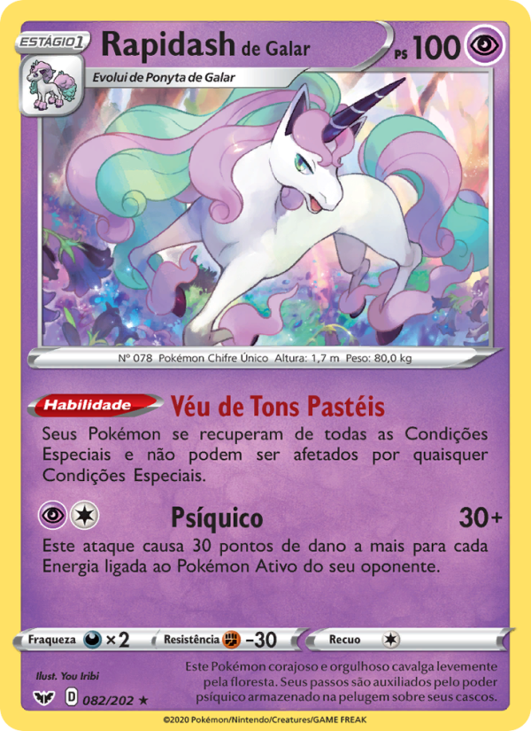 Rapidash de Galar 82 — Espada e Escudo (Portuguese Pokémon TCG card)