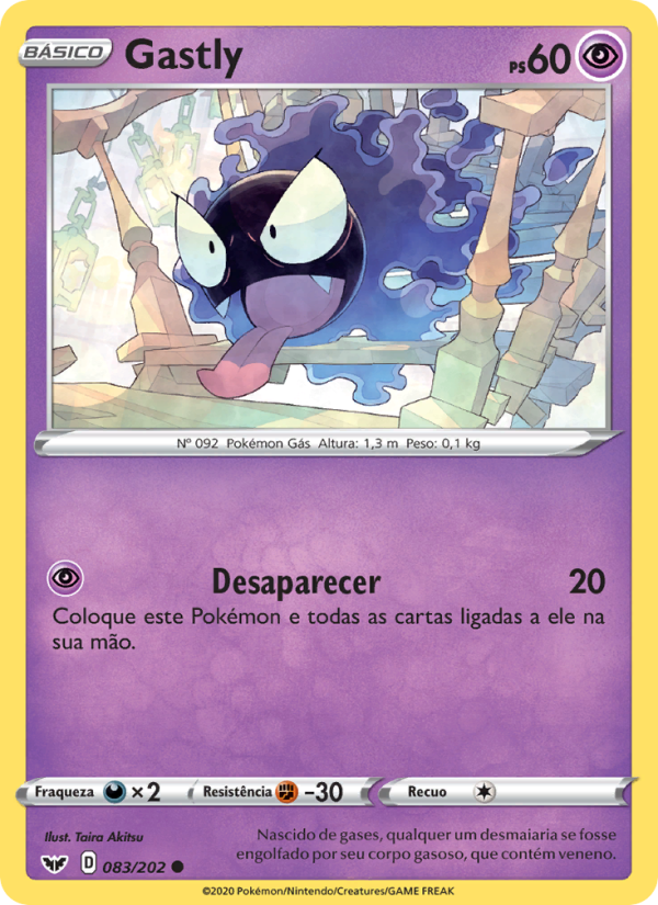 Gastly 83 — Espada e Escudo (Portuguese Pokémon TCG card)