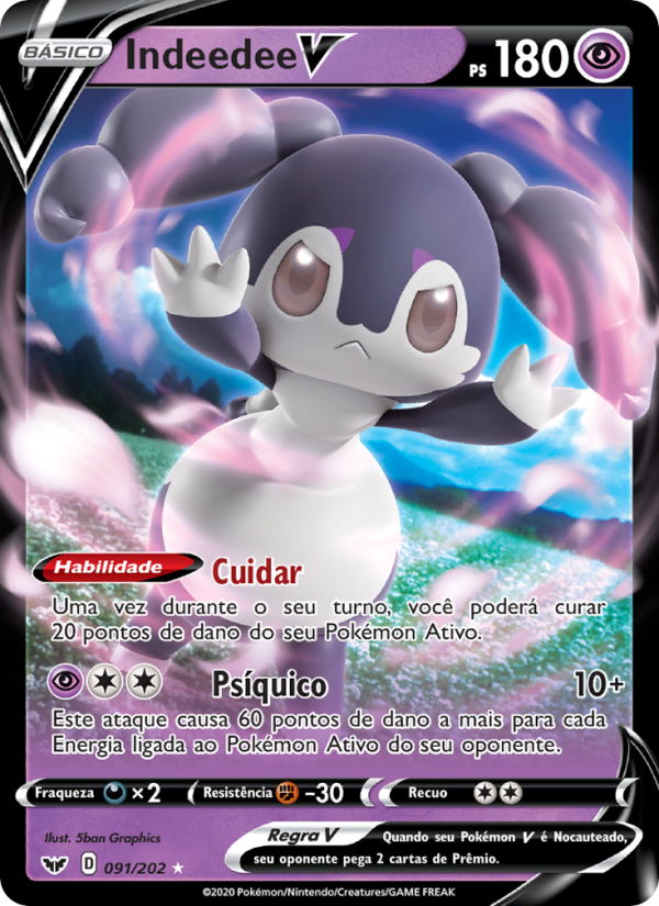 Indeedee V 91 — Espada e Escudo (Portuguese Pokémon TCG card)