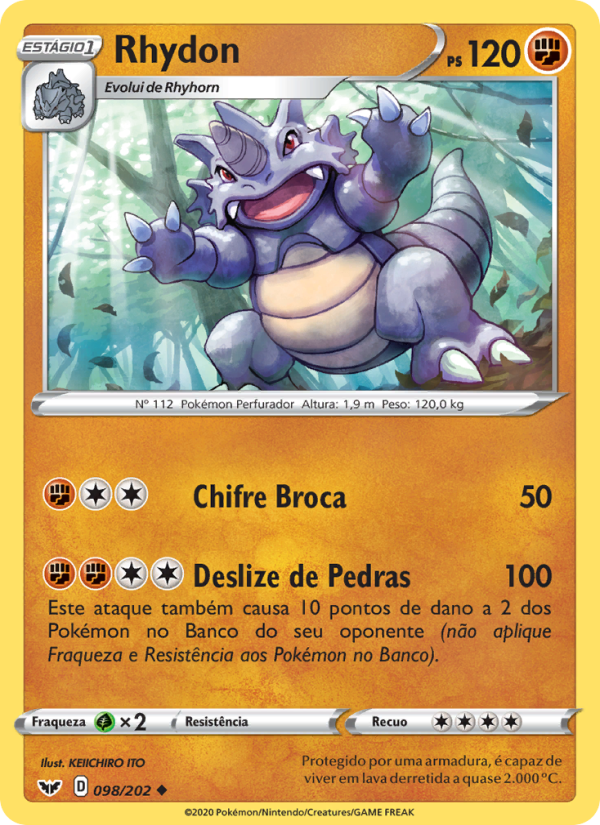 Rhydon 98 — Espada e Escudo (Portuguese Pokémon TCG card)