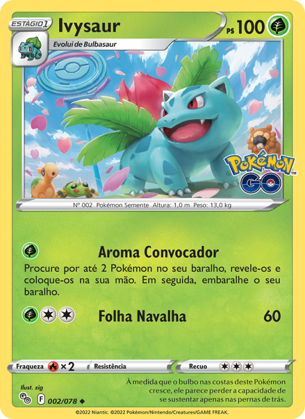 Ivysaur 002 — Pokémon GO (Portuguese Pokémon TCG card)
