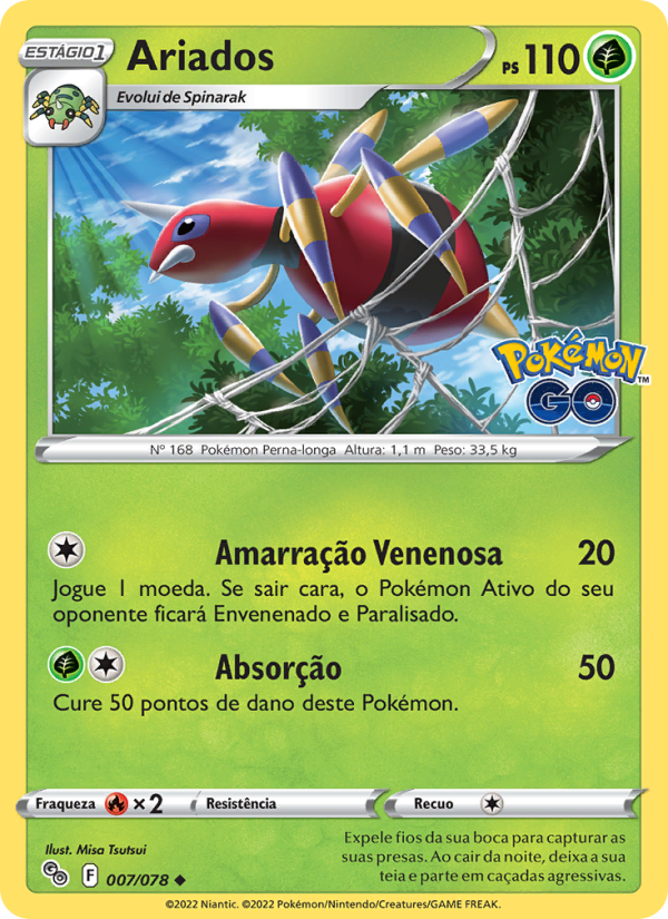 Ariados 007 — Pokémon GO (Portuguese Pokémon TCG card)