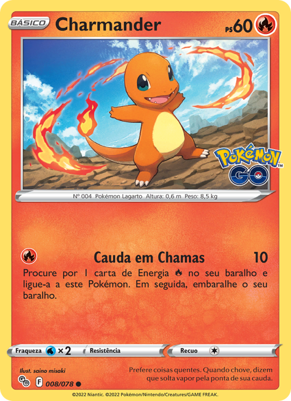 Charmander 008 — Pokémon GO (Portuguese Pokémon TCG card)