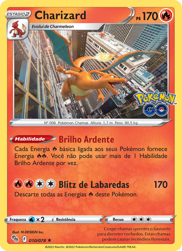 Charizard 010 — Pokémon GO (Portuguese Pokémon TCG card)