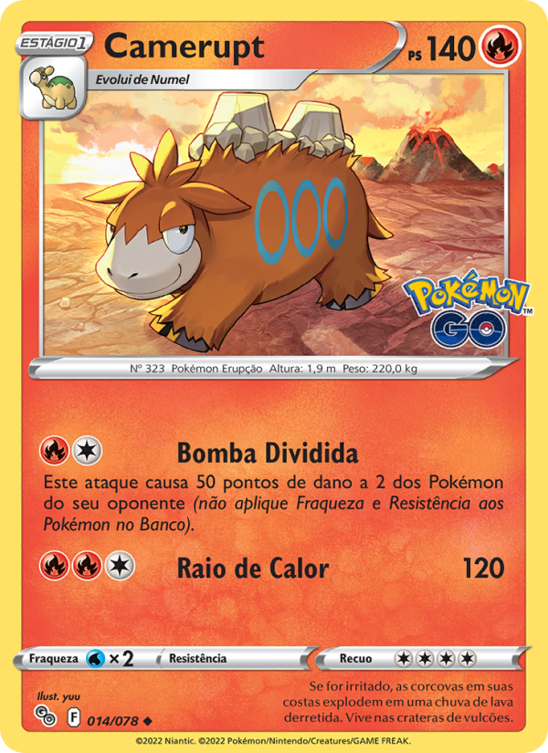 Camerupt 014 — Pokémon GO (Portuguese Pokémon TCG card)