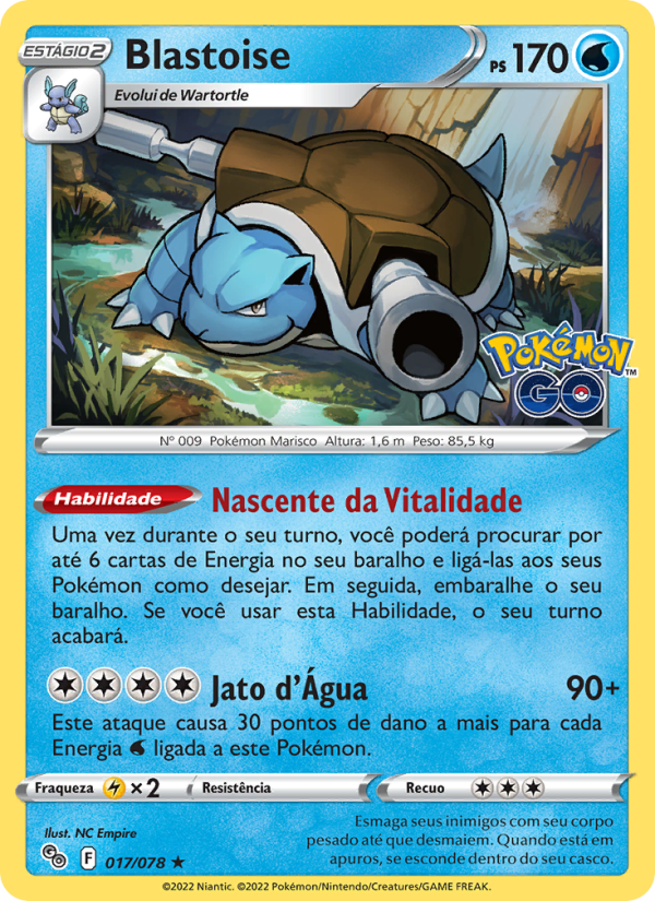Blastoise 017 — Pokémon GO (Portuguese Pokémon TCG card)