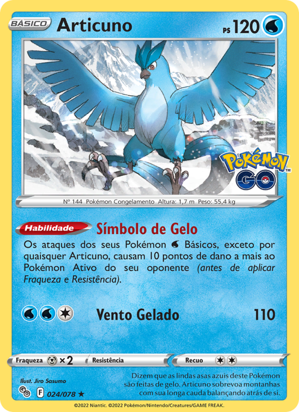 Articuno 024 — Pokémon GO (Portuguese Pokémon TCG card)