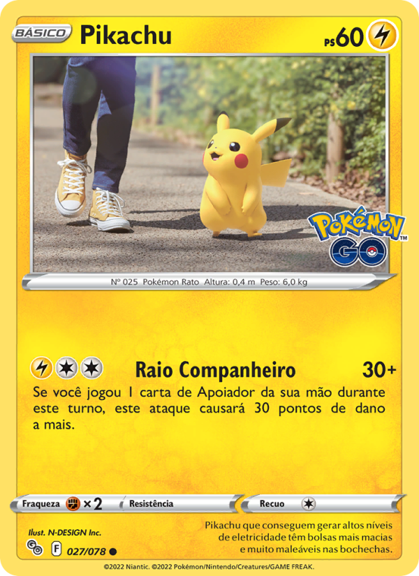 Pikachu 027 — Pokémon GO (Portuguese Pokémon TCG card)